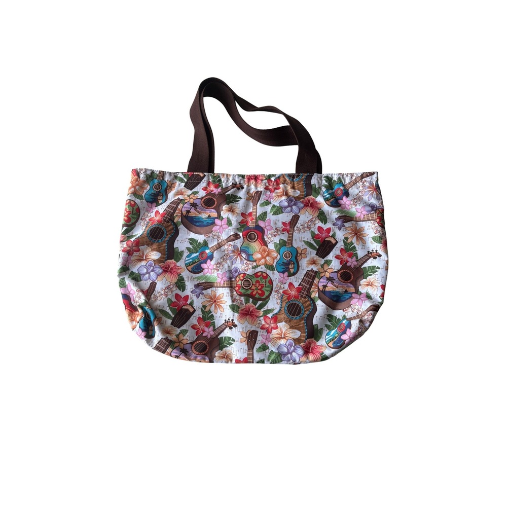 LeSportsac Reversible Tote Bag and Wallet Set Hawaiian Ukulele Tropical Print